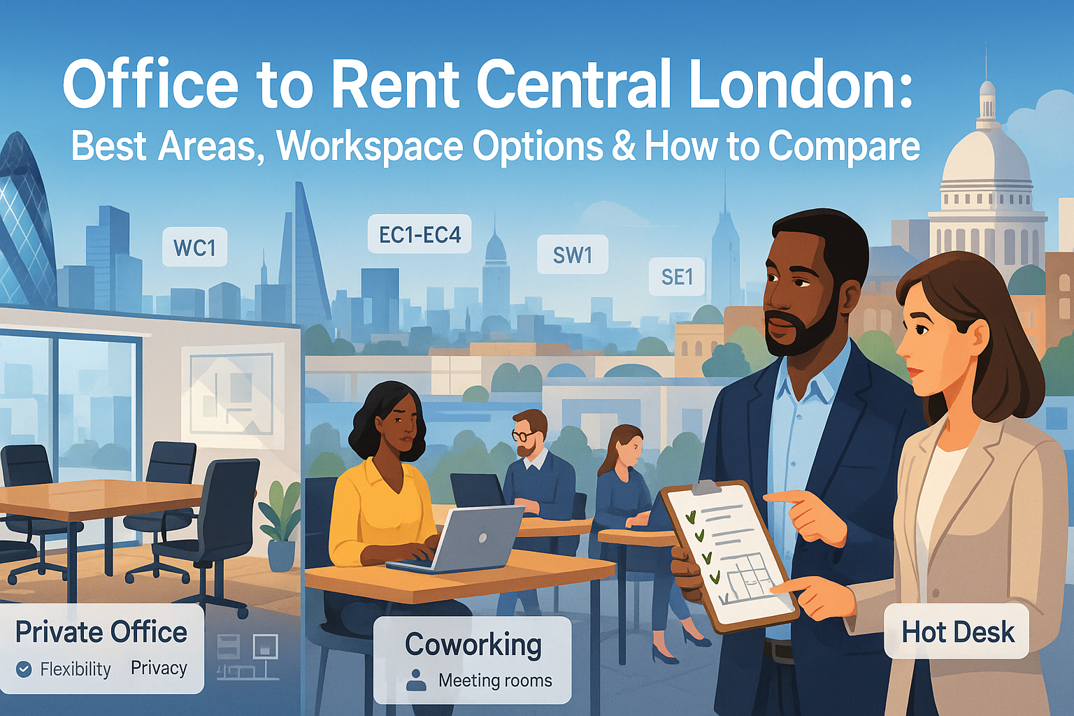 Office to Rent Central London in 2026: Areas, Office Types, Costs and Tour Checklist