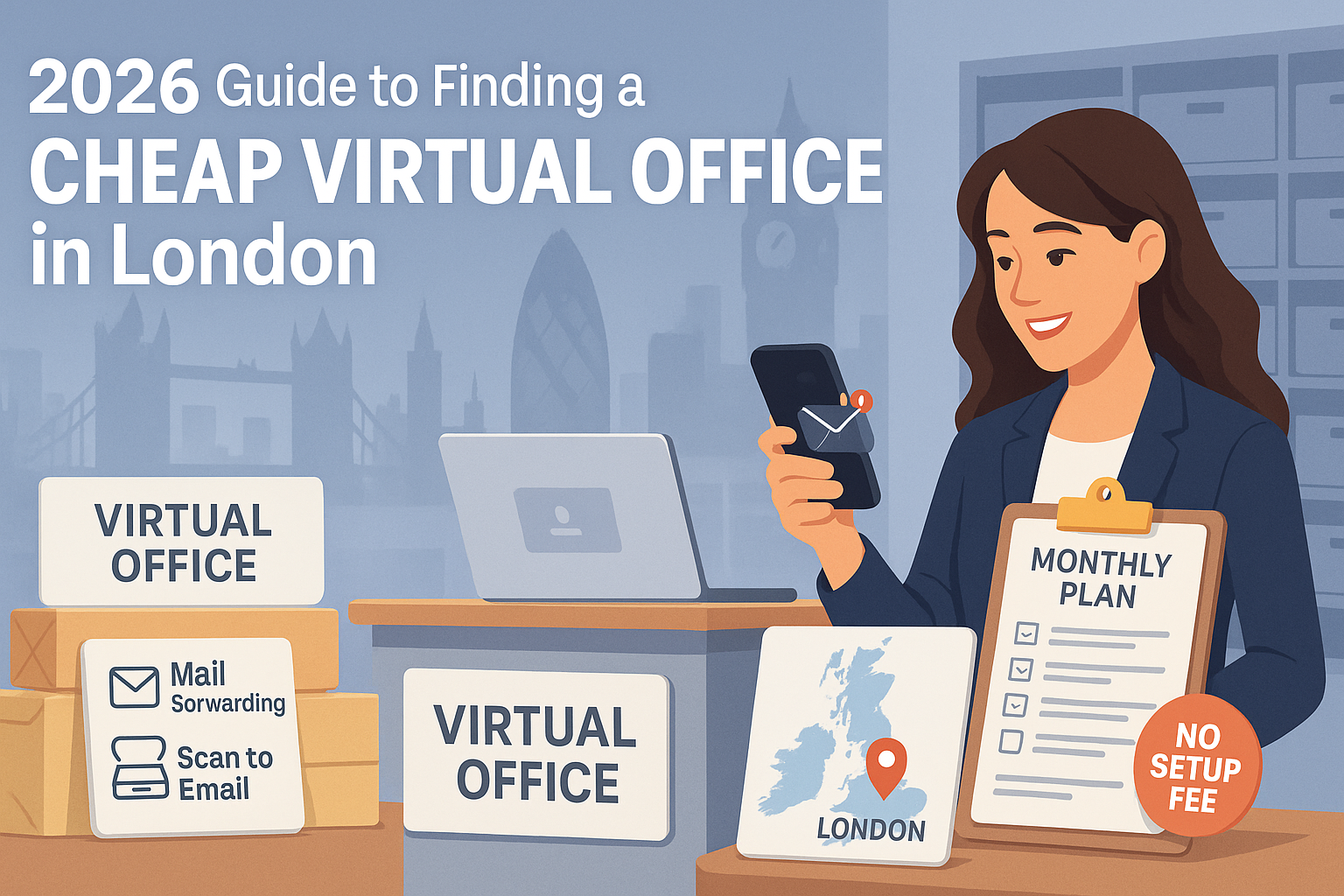 Cheap Virtual Office London 2026: Compare Low-Cost Plans, Mail Forwarding Fees and Flex Terms